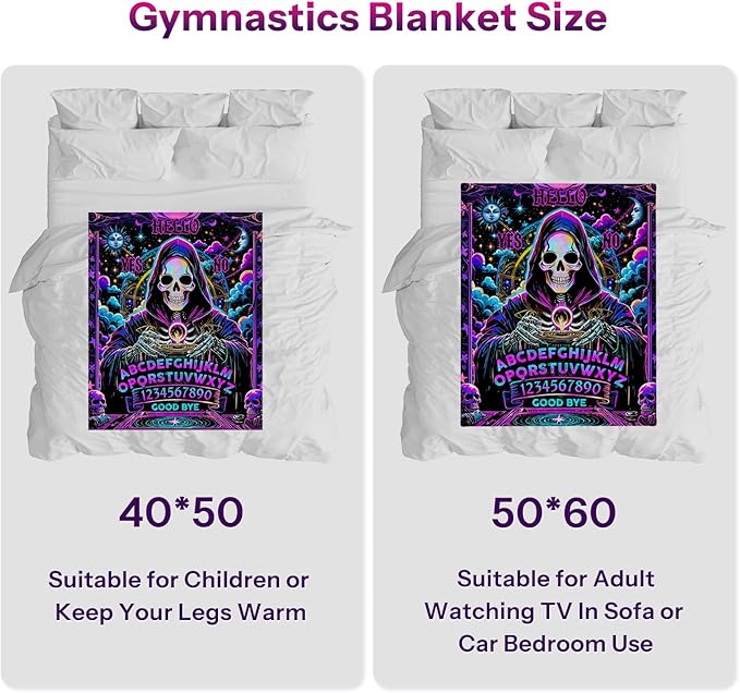Halloween Skull Blanket Gift, Goth Horror Spooky Blanket Present for Women, Gothic Divination Gifts for Witch, Halloween Christmas Birthday Gifts, Soft Cozy Throw Blankets for Lounging， 50"x60"