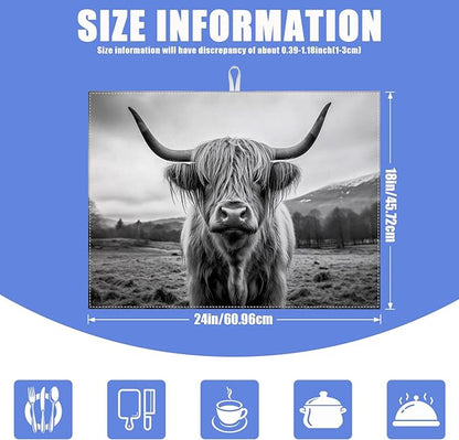 Highland Cow Dish Drying Mat for Kitchen Counter Drying Pad Absorbent