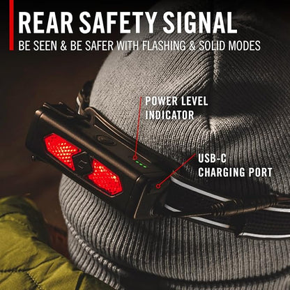 Coast RL35R Voice-Controlled 1100 Lumen Rechargeable LED Headlamp with ARC280??Lighting, 4 Color Modes, Rear-Facing Safety Signal, Variable Light Control and USB-C Charge Port