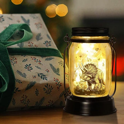 kyoryuger Dinosaur Gifts for Women/Men Triceratops Lovers Solar Lantern Mom Birthday, Mothers Day, Solar Triceratops Garden Decoration Outside for Yard, Patio,Backyard,Porch, Torches