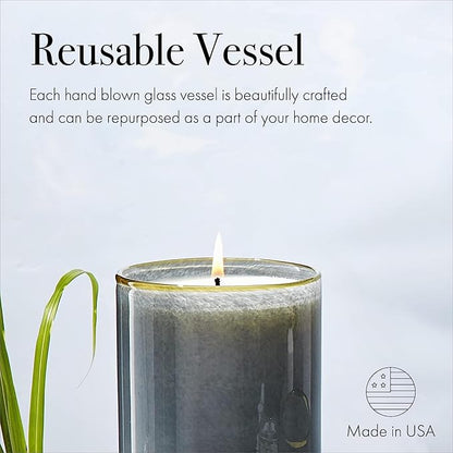 LAFCO New York Classic Candle, Sea & Dune - Pack of 2, 6.5 oz - 50-Hour Burn Time - Reusable, Hand Blown Glass Vessel - Made in The USA