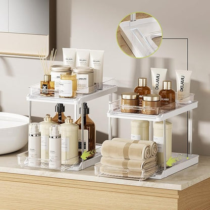 Delamu 2-Tier Bathroom Under Sink Organizers and Storage, Pull Out Cabinet