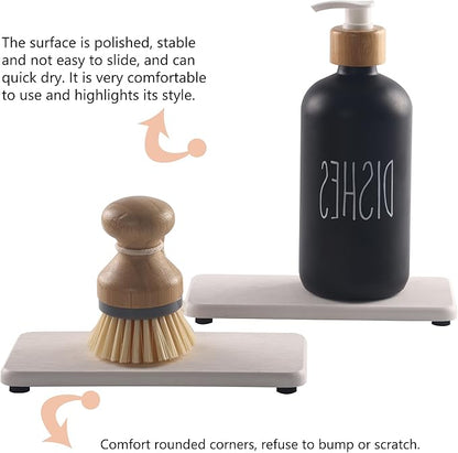 NiuYichee 2 Pcs Water Absorbing Stone Trays, Kitchen/Bathroom Sink Soap Dish