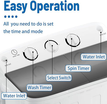 Portable Twin Tub 18lbs Washing Machine