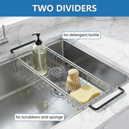 TreeLen Over The Kitchen Sink Caddy Sponge Holder Organizer Drying Rack