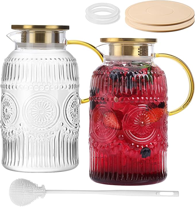 2 Pack Vintage Glass Pitchers