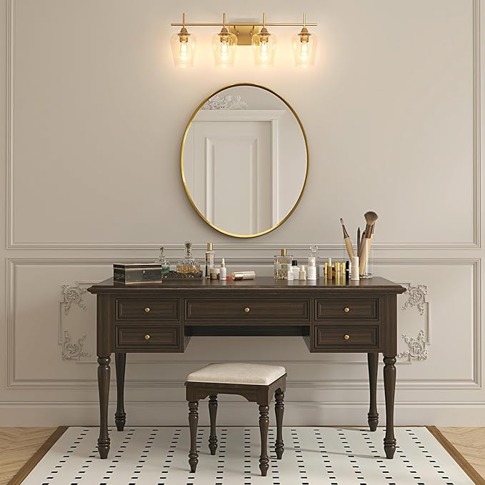 VONLUCE Bathroom Vanity Light, 4 Light Bathroom Light Fixture Over Mirror