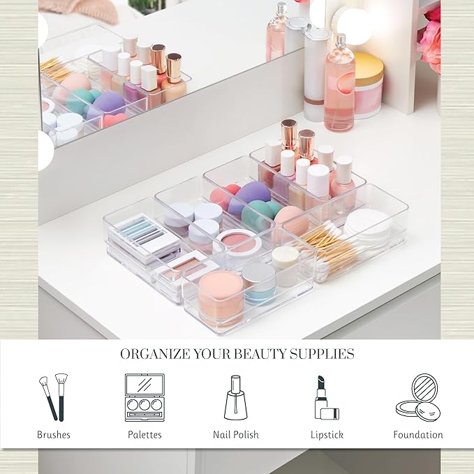 STORi SimpleSort 6-Piece Stackable Clear Drawer Organizer Set | 6" x 3" x 2"
