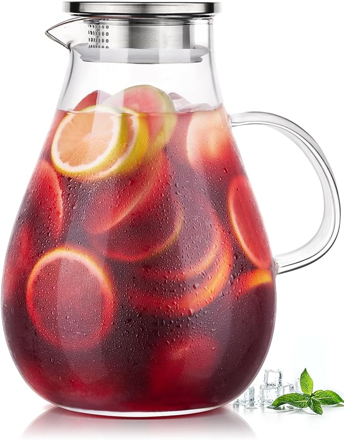 Glass Pitcher, 86oz Glass Water Pitcher