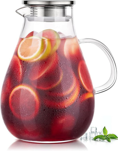 Glass Pitcher, 86oz Glass Water Pitcher