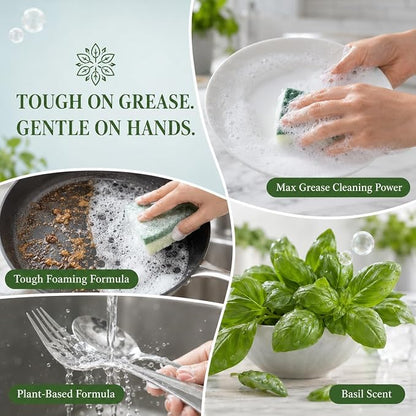 Ginger Lily Farms Botanicals Plant-Based Liquid Dish Soap, Concentrated Formula with Max Grease Cleaning Power, Cruelty-Free, Basil Scent, 24 Fl Oz