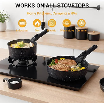 Ammeloo 21 Pcs Pots and Pans Set Non Stick, Ceramic Kitchen Cookware Set