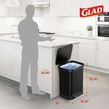 Glad Stainless Steel Step Trash Can, Series 2