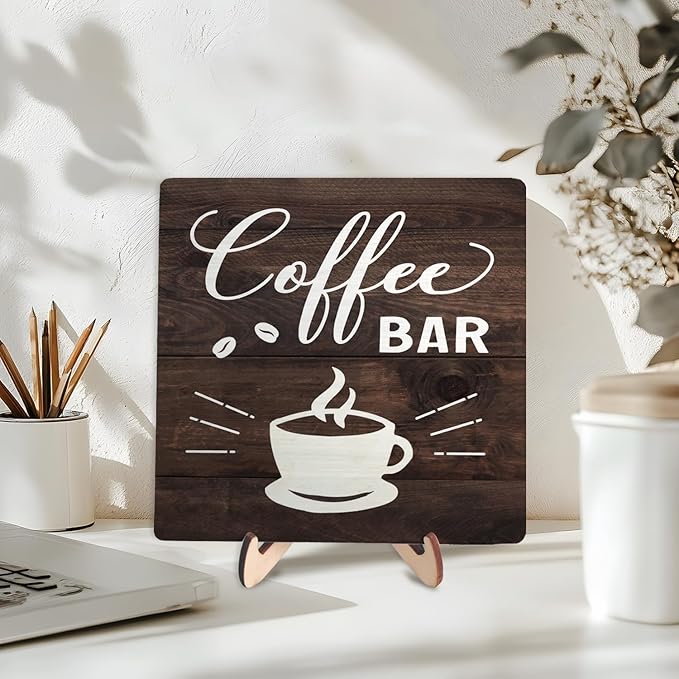 Funny Coffee Bar Decor Sign – Rustic Wooden Plaque