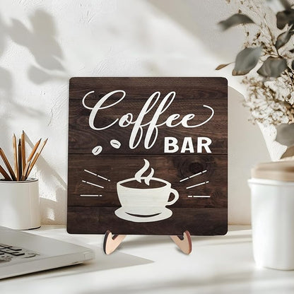 Funny Coffee Bar Decor Sign – Rustic Wooden Plaque