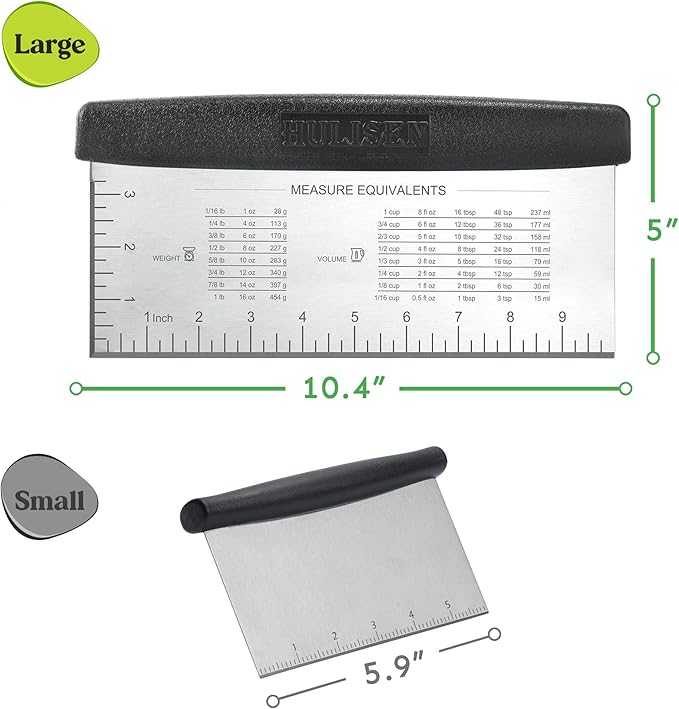 HULISEN Large Bench Scraper for Baking, 10 inch Dough Pastry Scraper