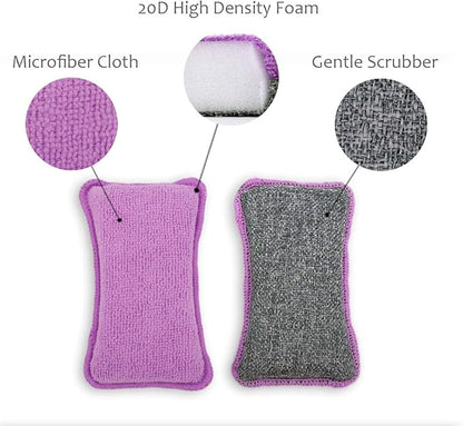 UPSTAR Kitchen Sponges for Dishes, Microfiber Cleaning Scrubber, Non-Scratch