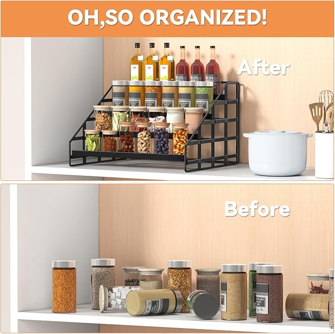 Bunoxea Spice Rack 4 Tier Kitchen Cabinet Organizer, Countertop Spice Rack