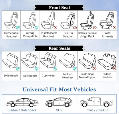 Coverado Seat Covers Front Seats, 2-Pack Luxury Diamond Leather Car Seat Cover, Sports Carbon Fiber Design Waterproof Car Seat Protector, Black Pink Automotive Seat Covers Universal Fit Most Cars