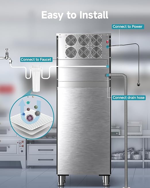 EUHOMY Commercial Ice Maker Machine, 550 lbs/24H Industrial Ice Machine