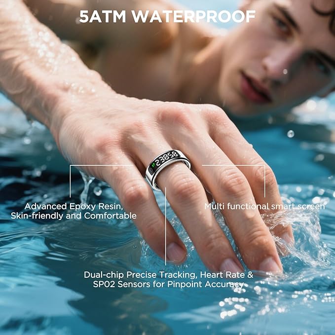 Smart Ring Health Tracker with Display Screen, Sleep Tracker with Heart Rate