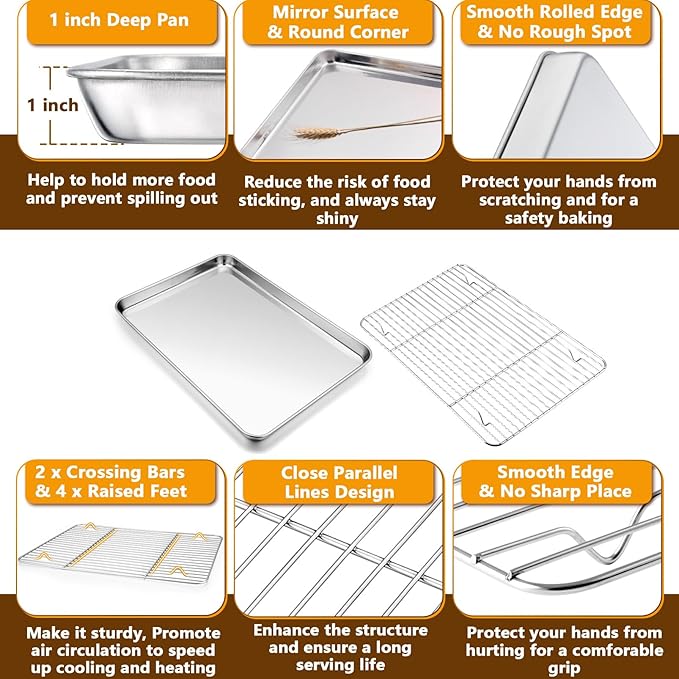 P&P CHEF 16 + 12.5 Inch Stainless Steel Baking Sheet
