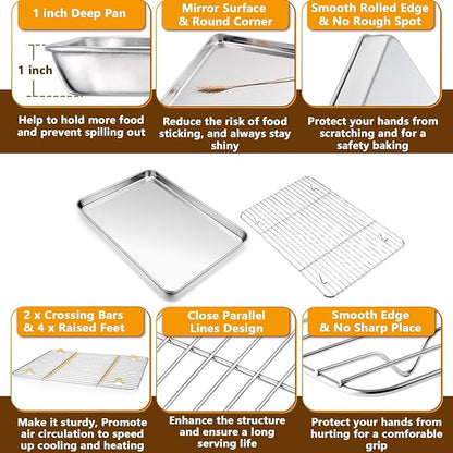 P&P CHEF 16 + 12.5 Inch Stainless Steel Baking Sheet