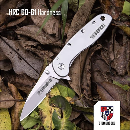 Pocket Knife for Men with Clip - Heavy Duty Folding Pocket Knives, 3.1" 14C28N Stainless Steel Titanium Coated Blade, Tactical EDC Knife for Camping Hunting Fishing