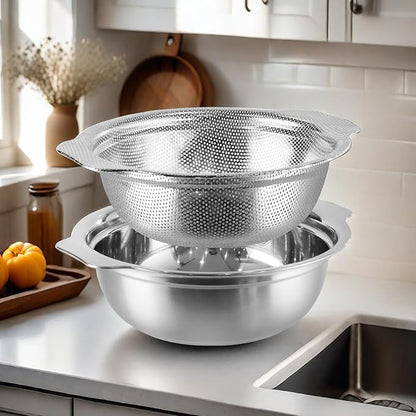 Stainless Steel Colander for Kitchen, 2.5QT Rice Washer Strainer