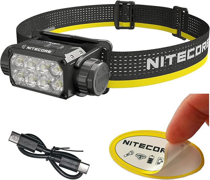 Nitecore HC75 UHE 3000 Lumen USB-C Rechargeable Zoomable Work Headlamp, White and Red Beams for Industrial Work, Night Camping, Hiking, and Hunting, Adjustable Focus with Floodlight and Spotlight