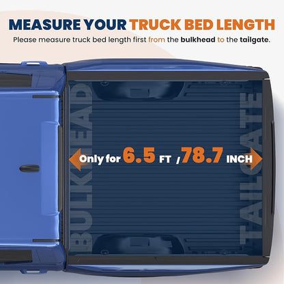 6.5FT Tri-Fold Hard Truck Bed Tonneau Cover Compatible with 2014-25 Tundra | Toyota Tundra Fleetside Fiberglass Truck Bed Tonneau Cover Combination of Fiberglass and PP Honeycomb Design (78in)
