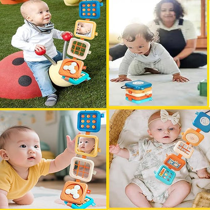 Montessori Busy Board for 1 Year Old, Baby Travel Toys for Toddler 1-3, Sensory Activity Cube with Fine Motor Skills, Birthday Toy Gifts for 1 Year Old Boys Girls