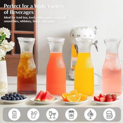 INSETLAN 1 Liter Ribbed Glass Carafe