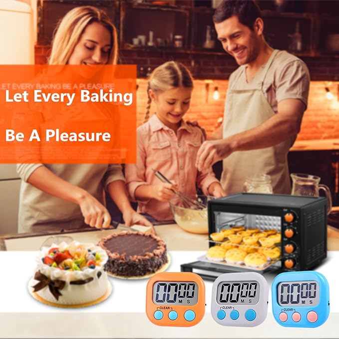 Digital Kitchen Timer, Big Display Screen, Loud Alarm, Strong Magnetic Backing