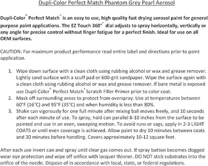 Dupli-Color Perfect Match Premium Automotive Paint, Phantom Grey Pearl, 8 oz