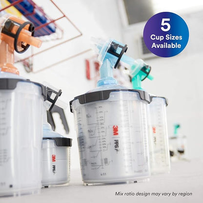 3M PPS 2.0 Spray Gun Cup, Lids and Liners Kit, 26314, Mini, 6 Ounces, 125-Micron Filter, Use for Cars, Furniture, House and More, 1 Paint Cup, 50 Disposable Lids and Liners, 32 Sealing Plugs