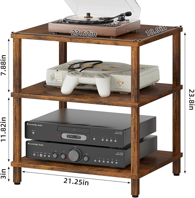 3-Tier AV Media Player Stand, Modern Stereo Cabine, Game Console Shelf