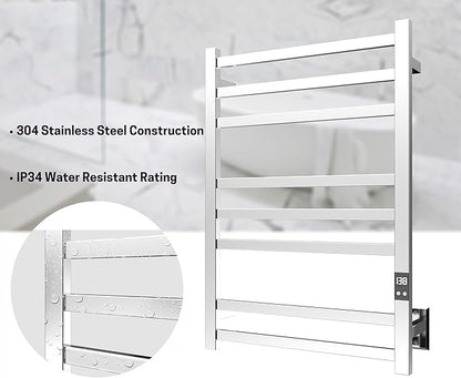 8-Bar Electric Heated Towel Warmer, Fast Heating