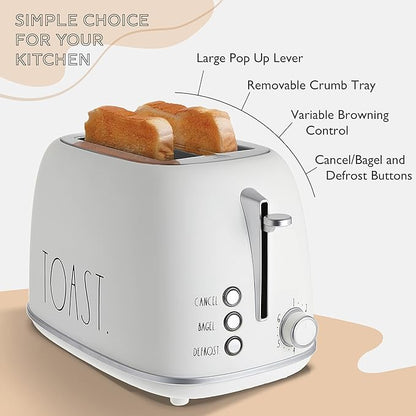 Rae Dunn Retro Rounded Bread Toaster, 2 Slice Stainless Steel Toaster