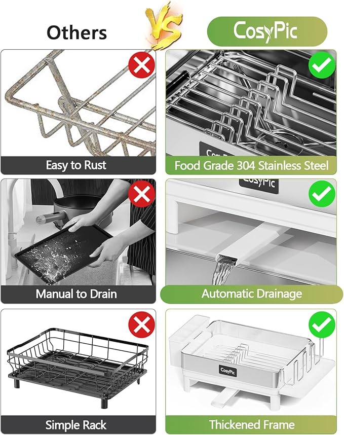 Dish Racks, Thicker Premium 304 Stainless Steel Dish Drying Rack