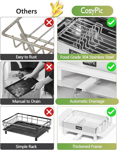 Dish Racks, Thicker Premium 304 Stainless Steel Dish Drying Rack