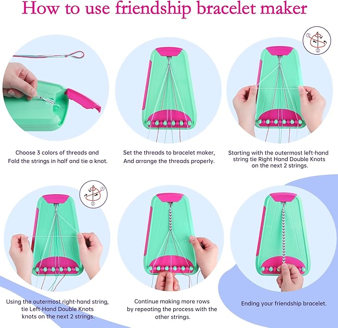 Rdfmy Friendship Bracelet Making Kit for Girls, Arts and Crafts Bracelets String Maker Kit for Kids Ages 8-12 Christmas Birthday Gifts Green