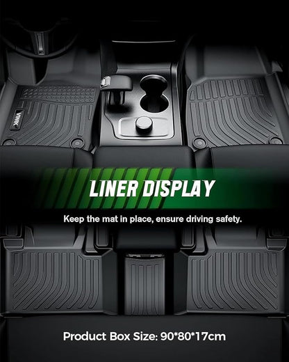 VIWIK Floor Mats Compatible for Ford F150 2015-2025 SuperCrew/Crew Cab for Ford F150 Car Mats All Weather Protection Custom Full Set Include 1st and 2nd Row, Automotive Floor Liner TPE Black 3PCS