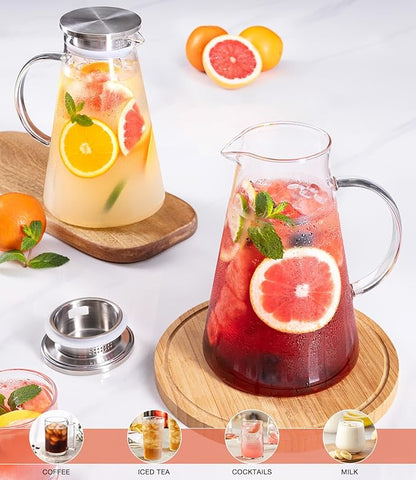 LUNA&MANTHA Glass Pitcher, 2 Liter 68oz Water Pitcher