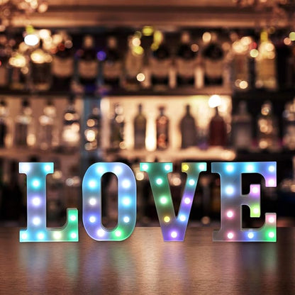 Foaky Colorful LED Letter Lights with Remote,Marquee Light Up Letters Sign for Night Light Wedding/Birthday Party Battery Powered Christmas Lamp Home Bar Decoration(Y)