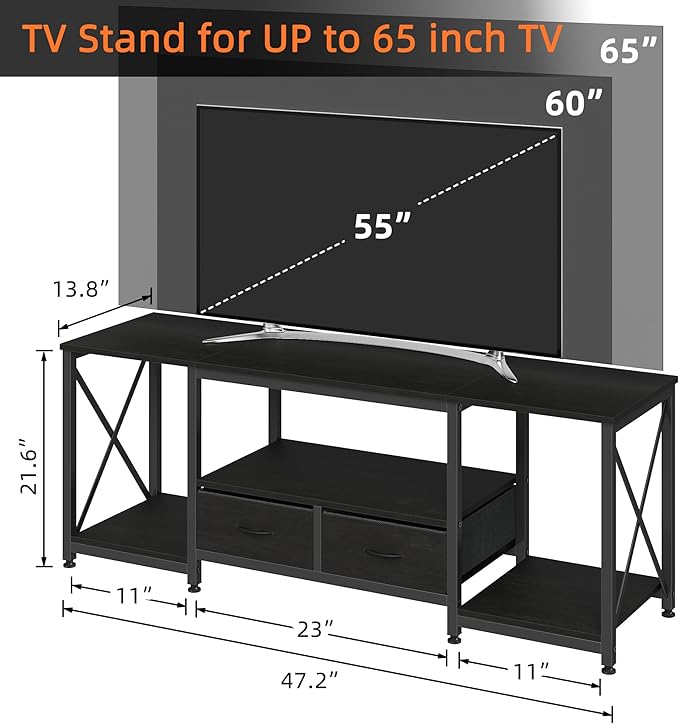 GYIIYUO TV Stand with Fabric Drawer