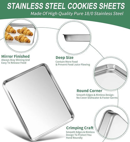 Baking Sheets Set of 2, HKJ Chef Cookie Sheets 2 Pieces & Stainless Steel