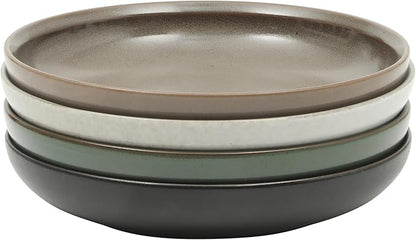 Gibson Elite Beckett 4-Piece Multi-Color 9 Inch Dinner Plate Bowl Set – Reactive Glaze Stoneware – Shallow Serving Pasta Bowls (Blate) – Wide-Rim Round Design – Microwave & Dishwasher Safe