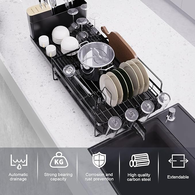Runnatal Dish Drying Rack Extendable, Large Dish Rack