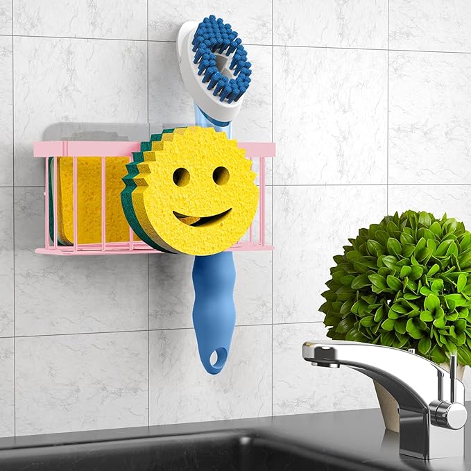 MURLONG Sponge Holder Smiley Face, Sink Caddy, Sink Organizer